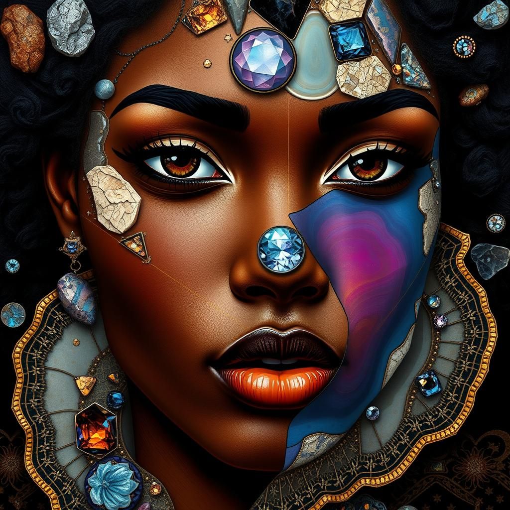 Geometric Gemstone Woman: A Cubist Surreal Portrait