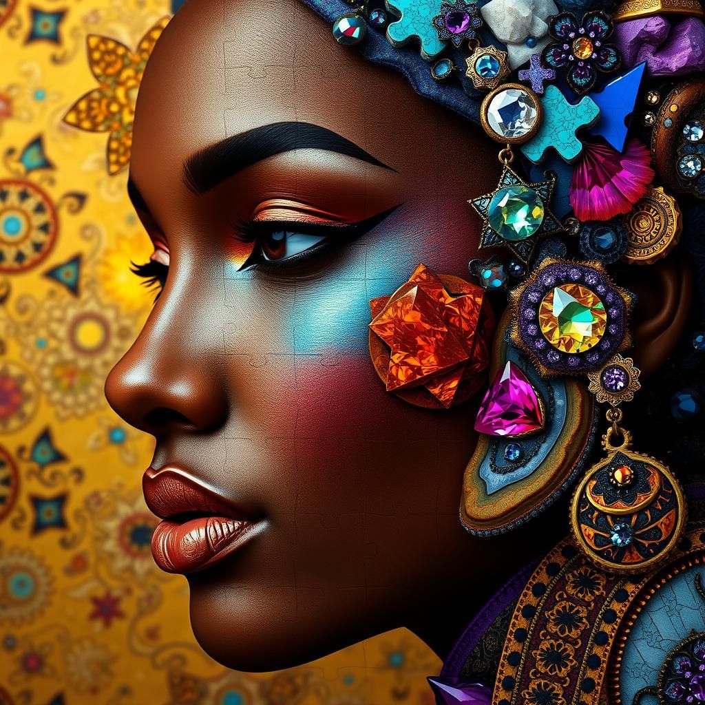 Geometric Woman Portrait Inspired by Klimt and Af Klint