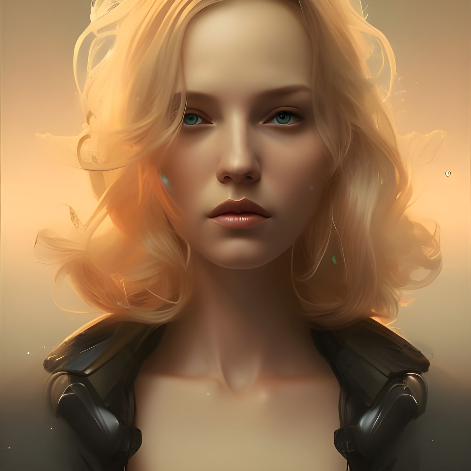 Beautiful Blonde Android Portrait in Sci-Fi Style