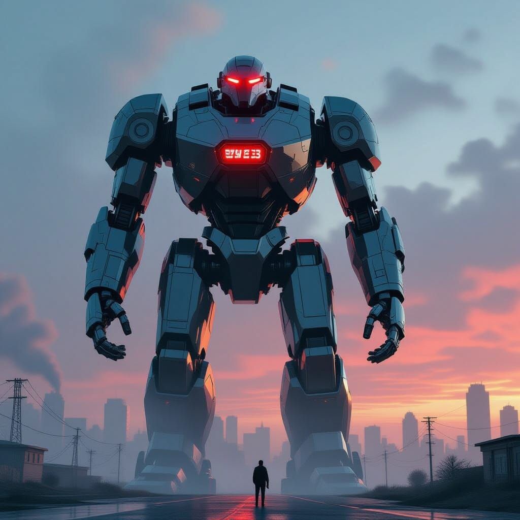 Giant Robot Warns of WW3 in Dystopian Future