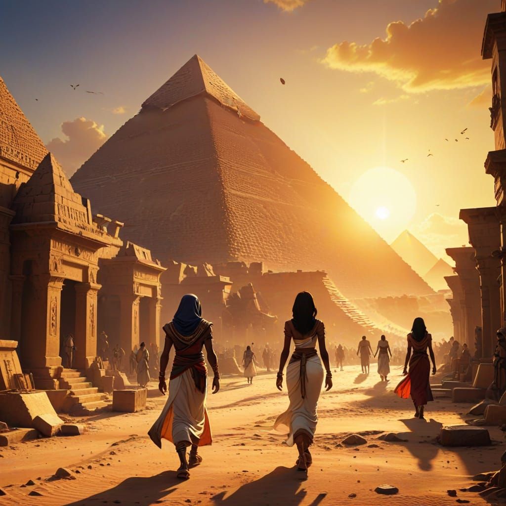 Egyptian Cityscape in Dreamcore Anime Style