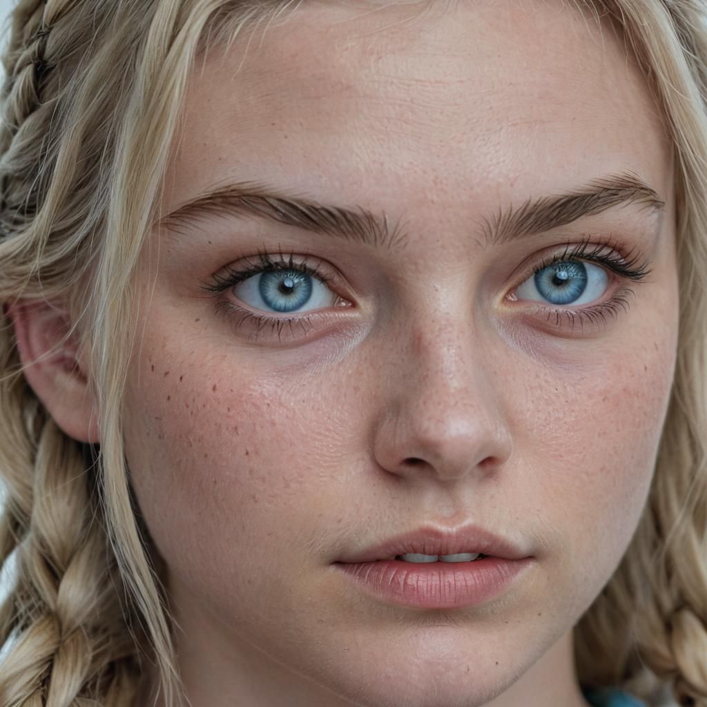 Angry Teen Girl Portrait in Hyperrealism Style