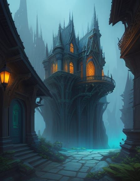 Mysterious Backdoor: A Dreamlike Comic Book Illustration