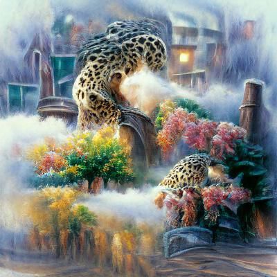 Ethereal Leopard in Hyperdetailed Fantasy Landscape