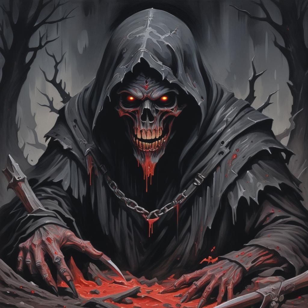 Grimdark Gouache Painting with Detailed Textures