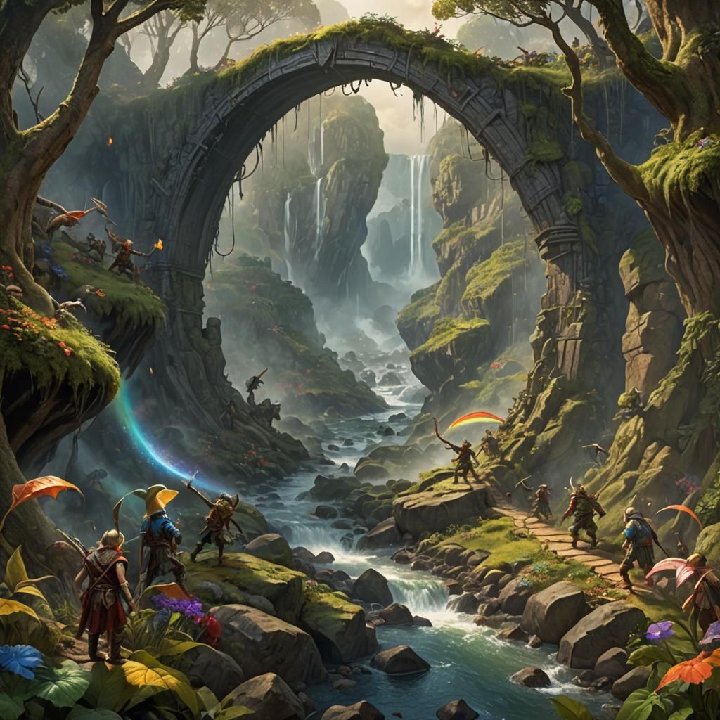 Mystical Forest Battle: Elf vs Goblin in Splash Art