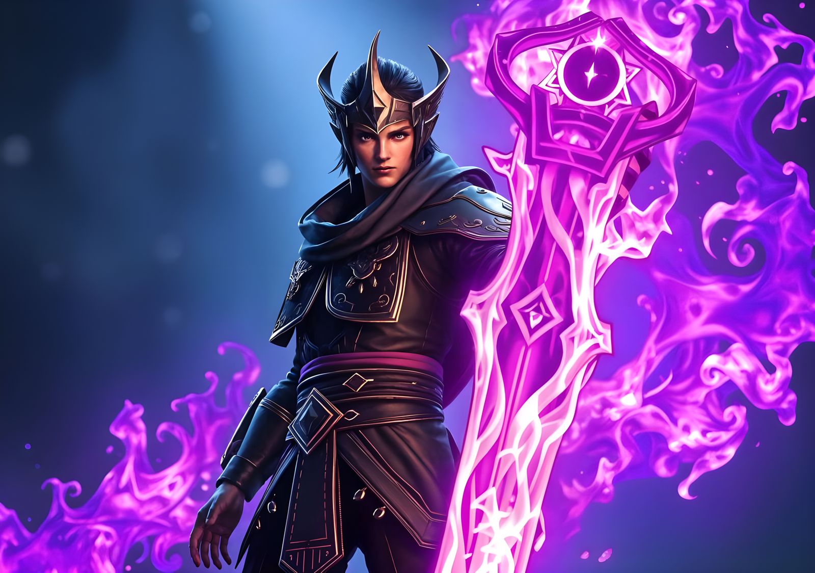 Dark Knight With Fiery Sword