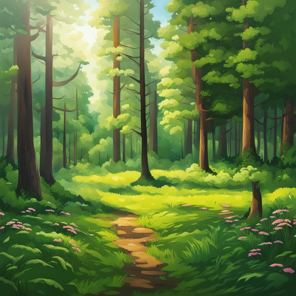 Lush Summer Forest Scene