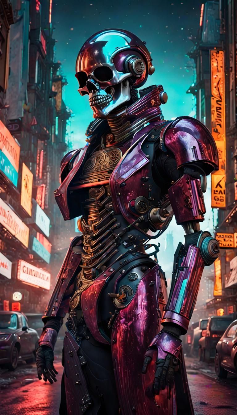 Terminator ,steampunk,biopunk by Greg Rutkowski Eldritch intricately detailed film noir baroque horror...