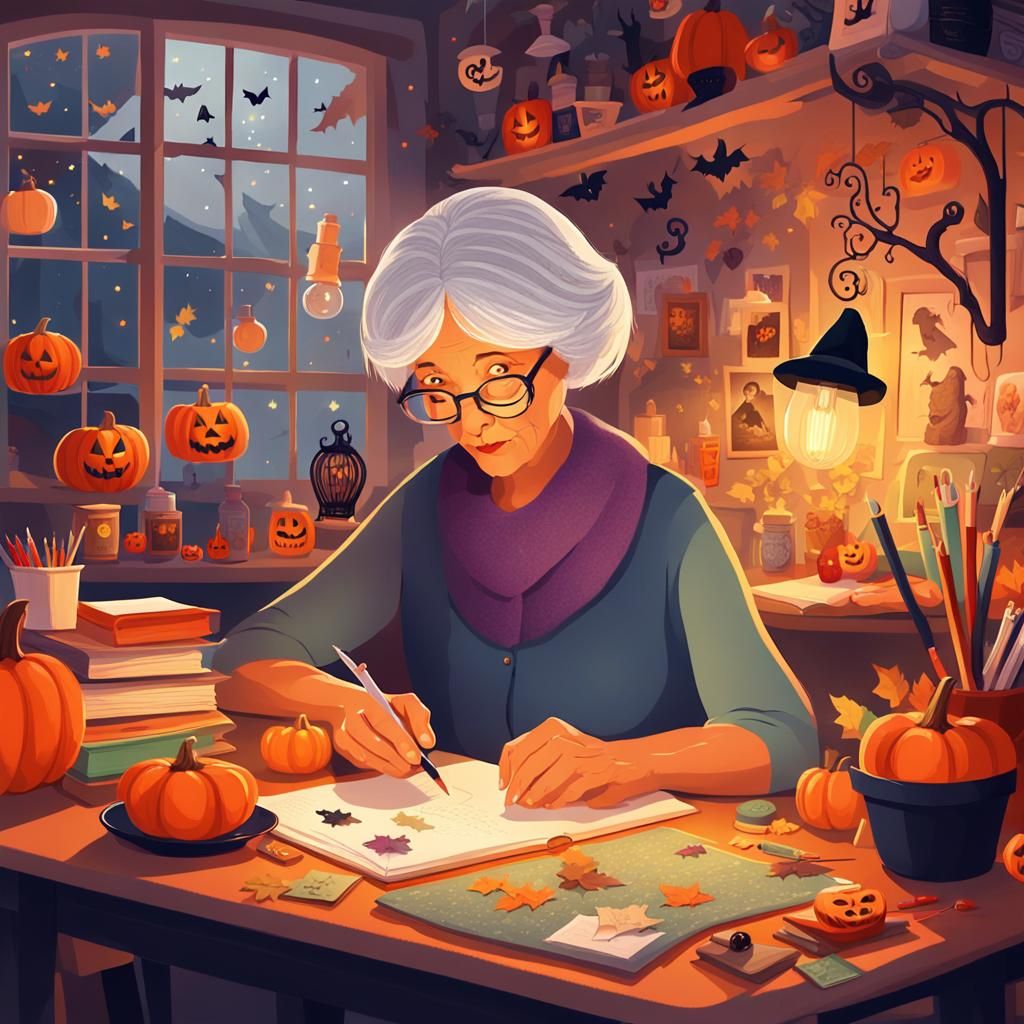 Cozy Craft Room: Scrapbooking in Digital Illustration Style