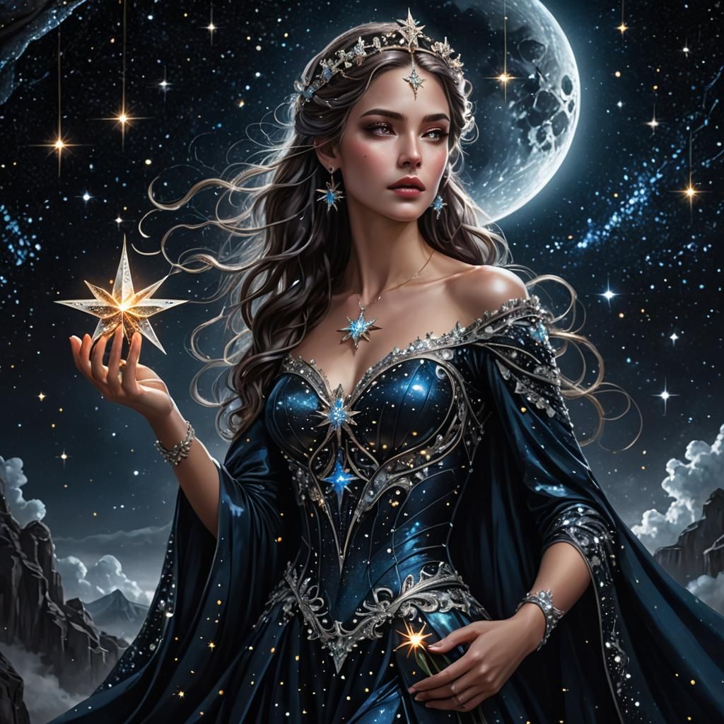 Sparkling Star Goddess in a Night Sky