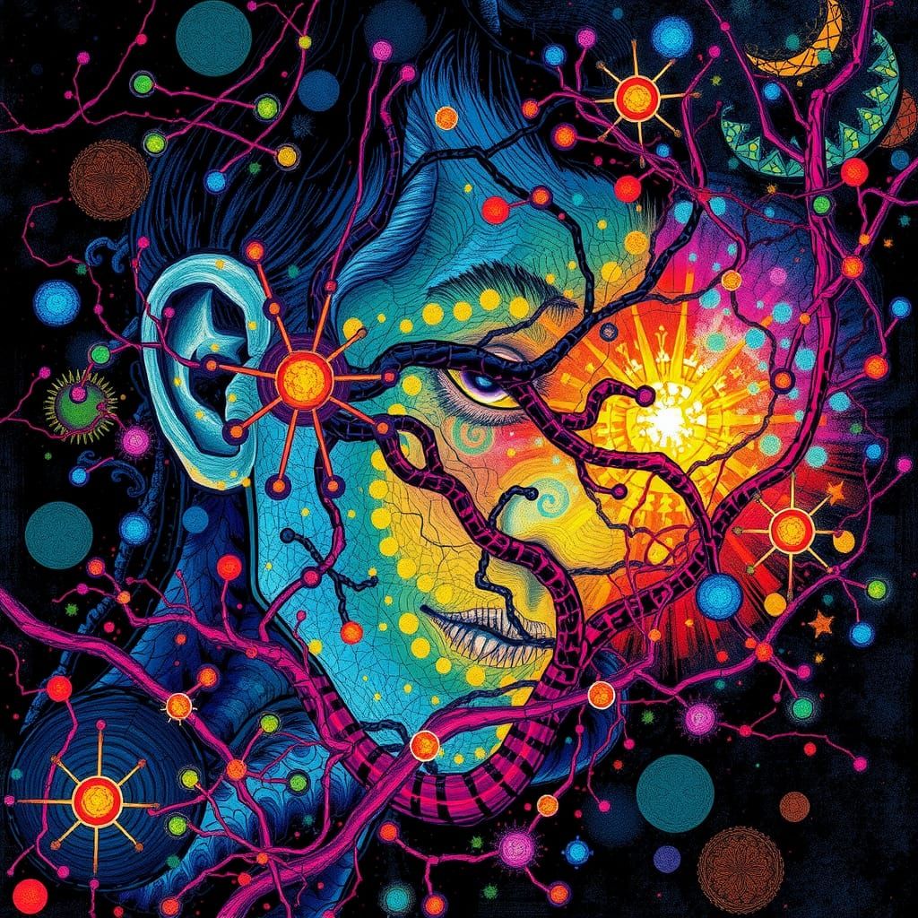 Neurographic Organic Abstraction in Art Nouveau Style