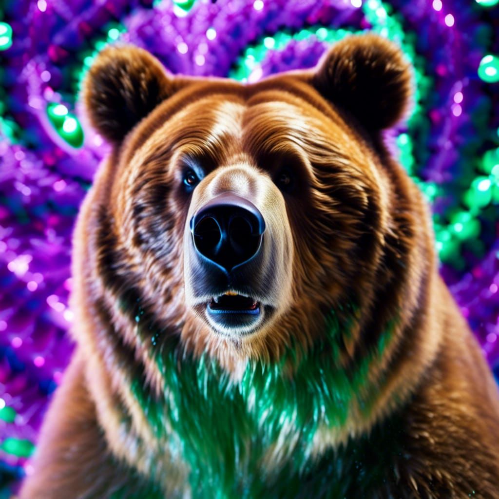 Malachite and Amethyst Fur Bears in Soft Lighting