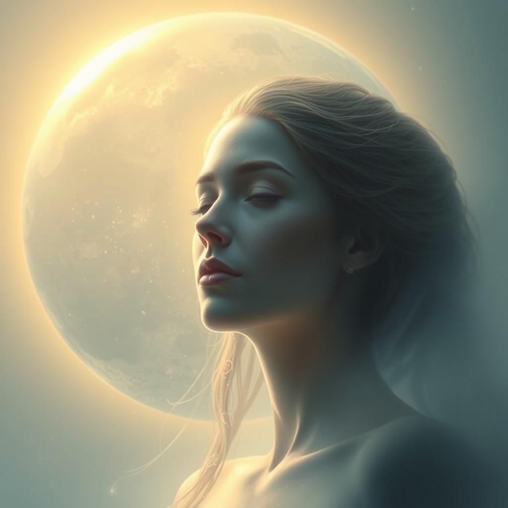 Lunar Goddess in Futuristic Sci-Fi Dreamscape