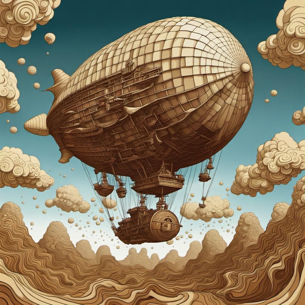 Bricks Airship Sunset in the Old West