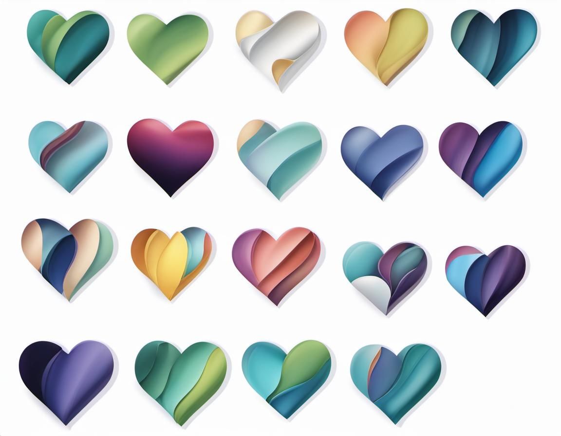 3D Hearts in Expressionist Airbrush Style