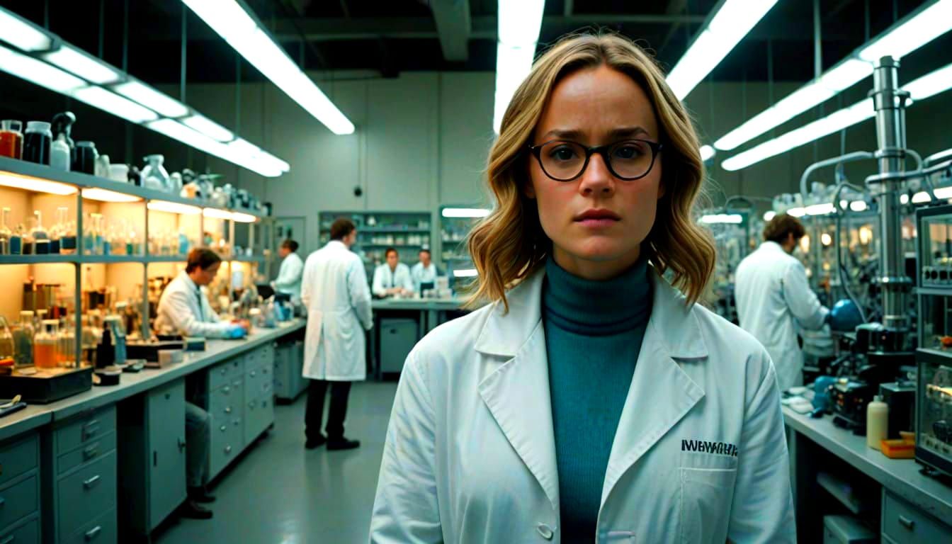 Brie Larson in Cinematic Lab Setting
