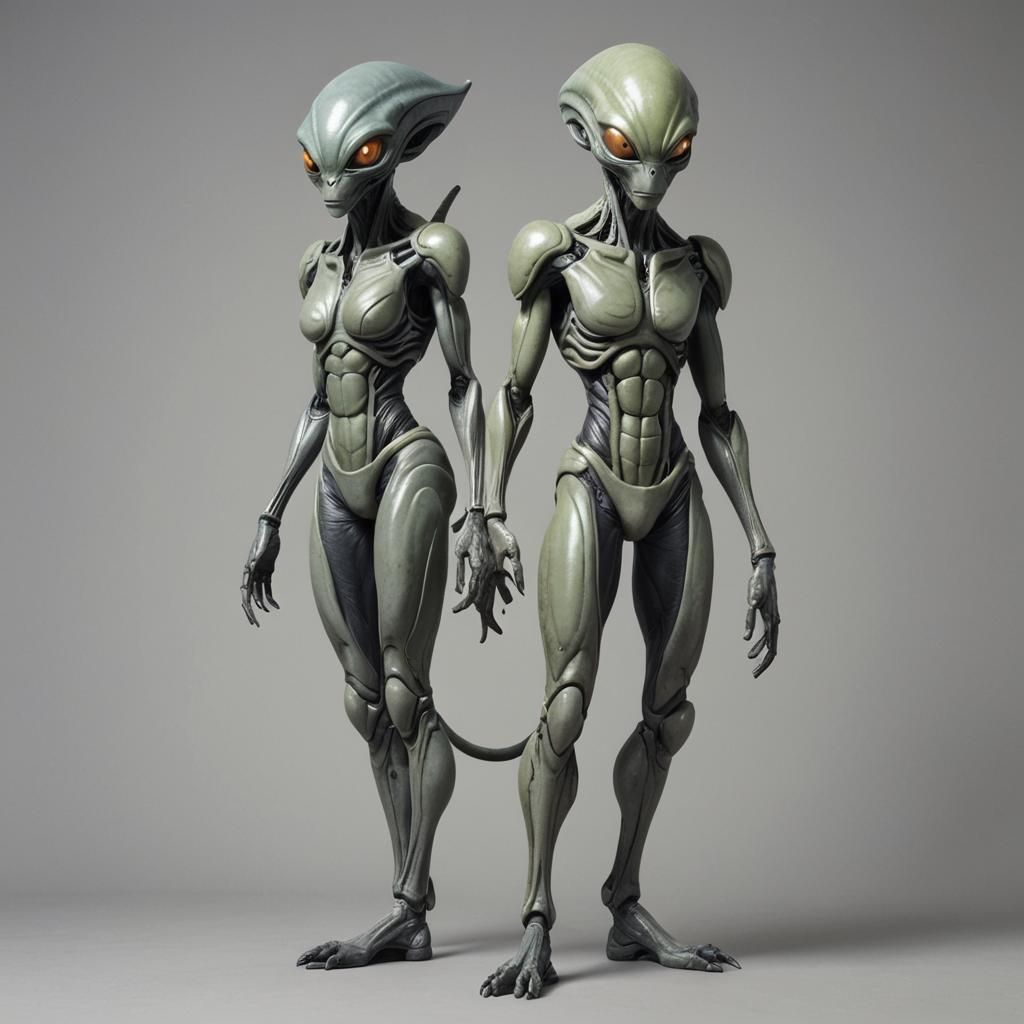 Full Body Alien Anthropomorph on Grey