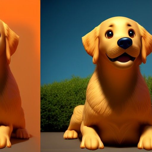 Golden Retriever in Pixar Style 3D Rendering