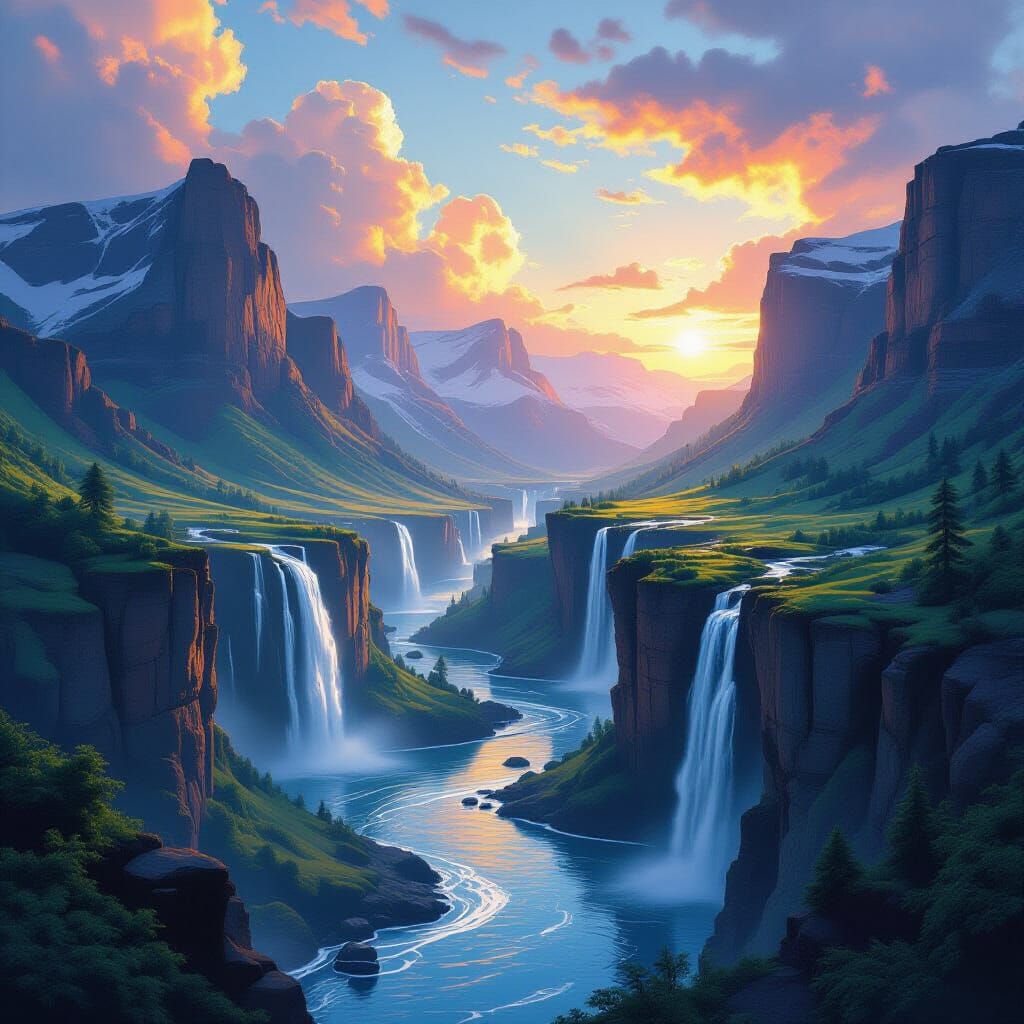 Dramatic Geological Landscape in Digital Painting Style