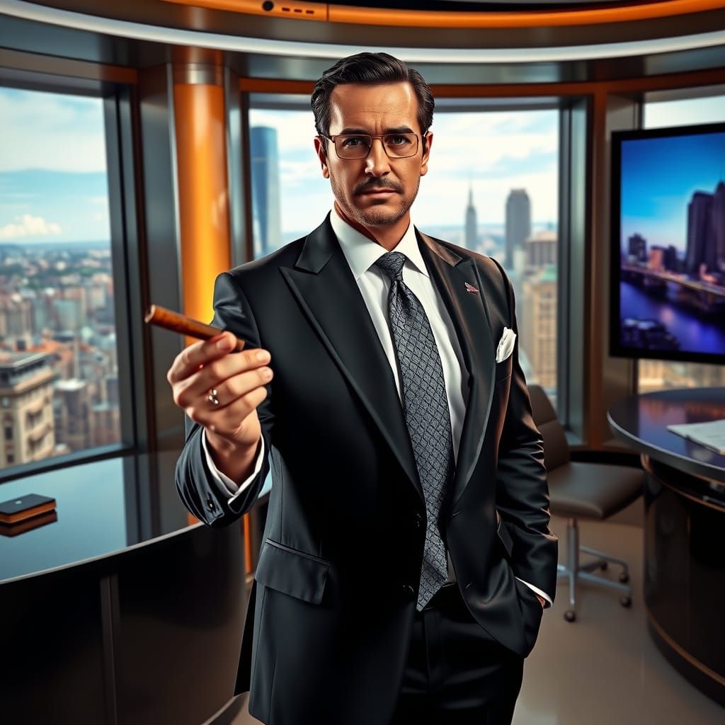 Italian Media Mogul Exudes Sophistication in Modern Broadcas...