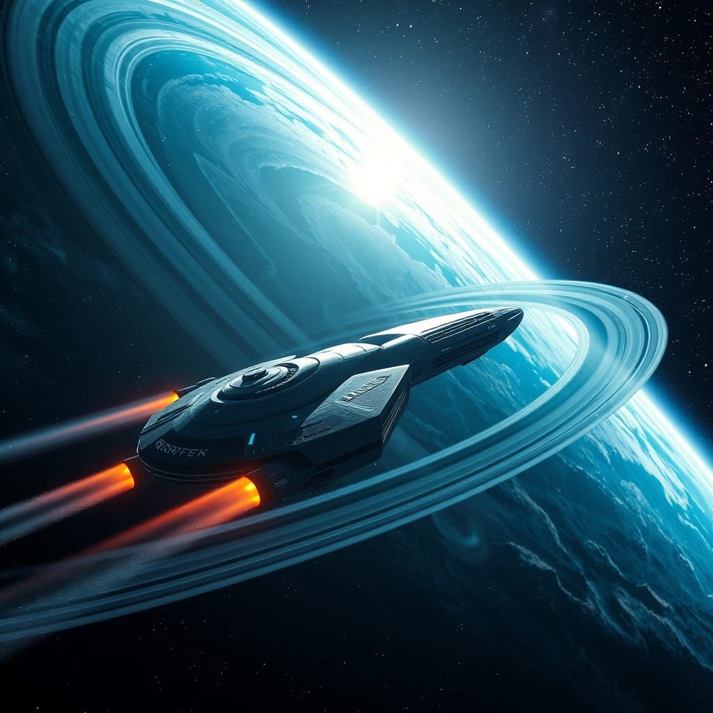Starfleet Vessel Explores Uncharted Galaxy with Breathtaking...