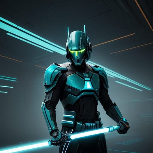 Cyberpunk Cyan Lightsaber with Intense Pulsating Blade