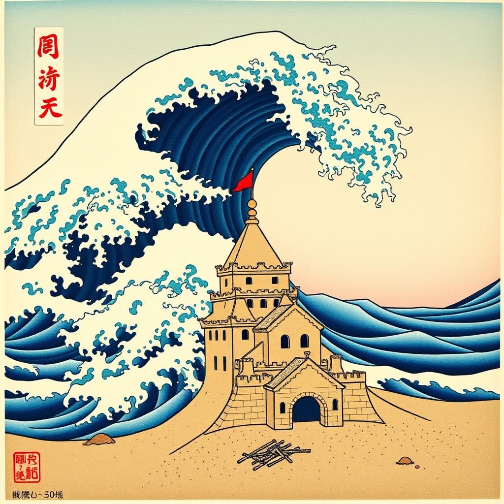 Ukiyo-e Sandcastle Meets Great Wave