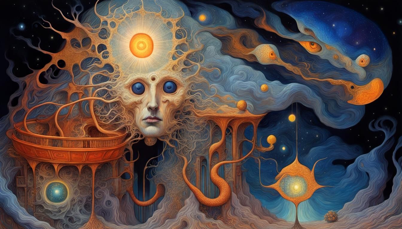 Surreal Cosmic Horror in Vibrant Entangled Styles