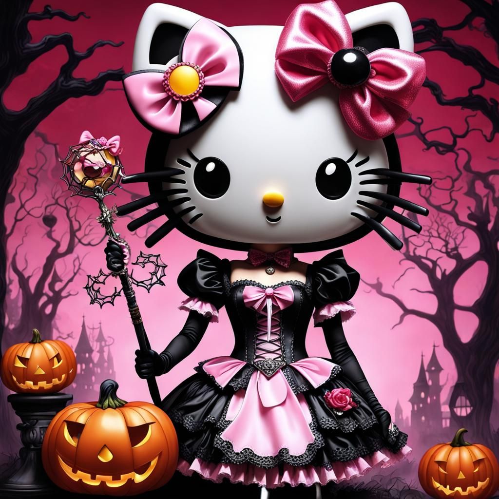 Hello Kitty Halloween Goth Magical Girl