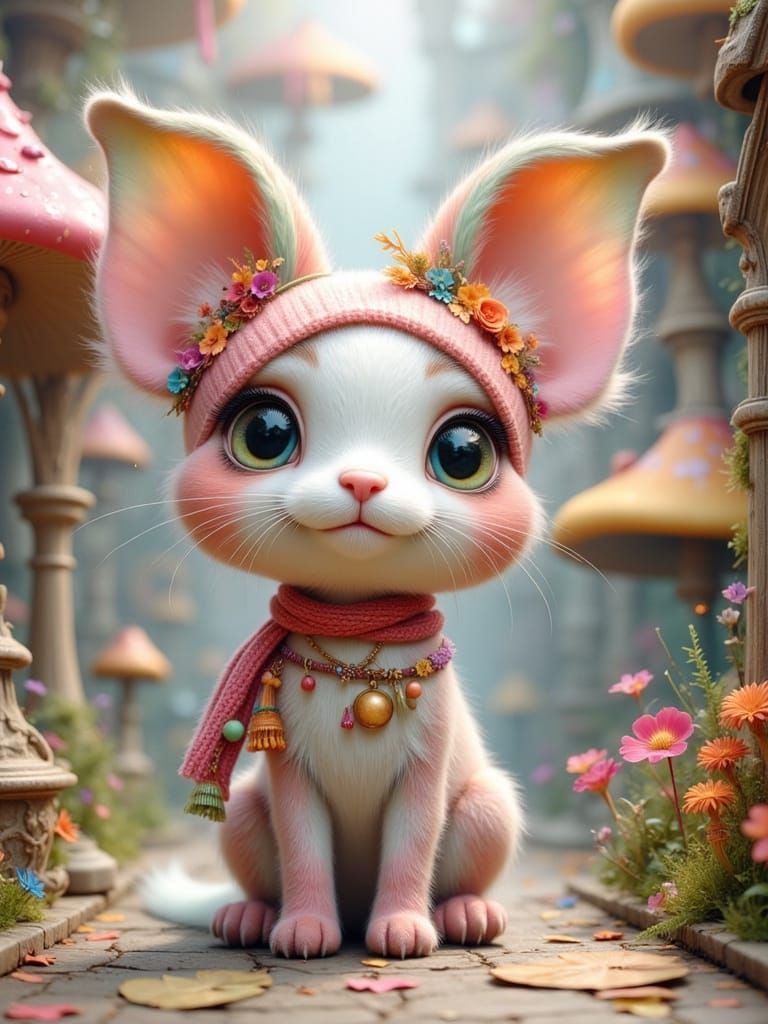 Cuddly Plushies in a Whimsical Mushroom City