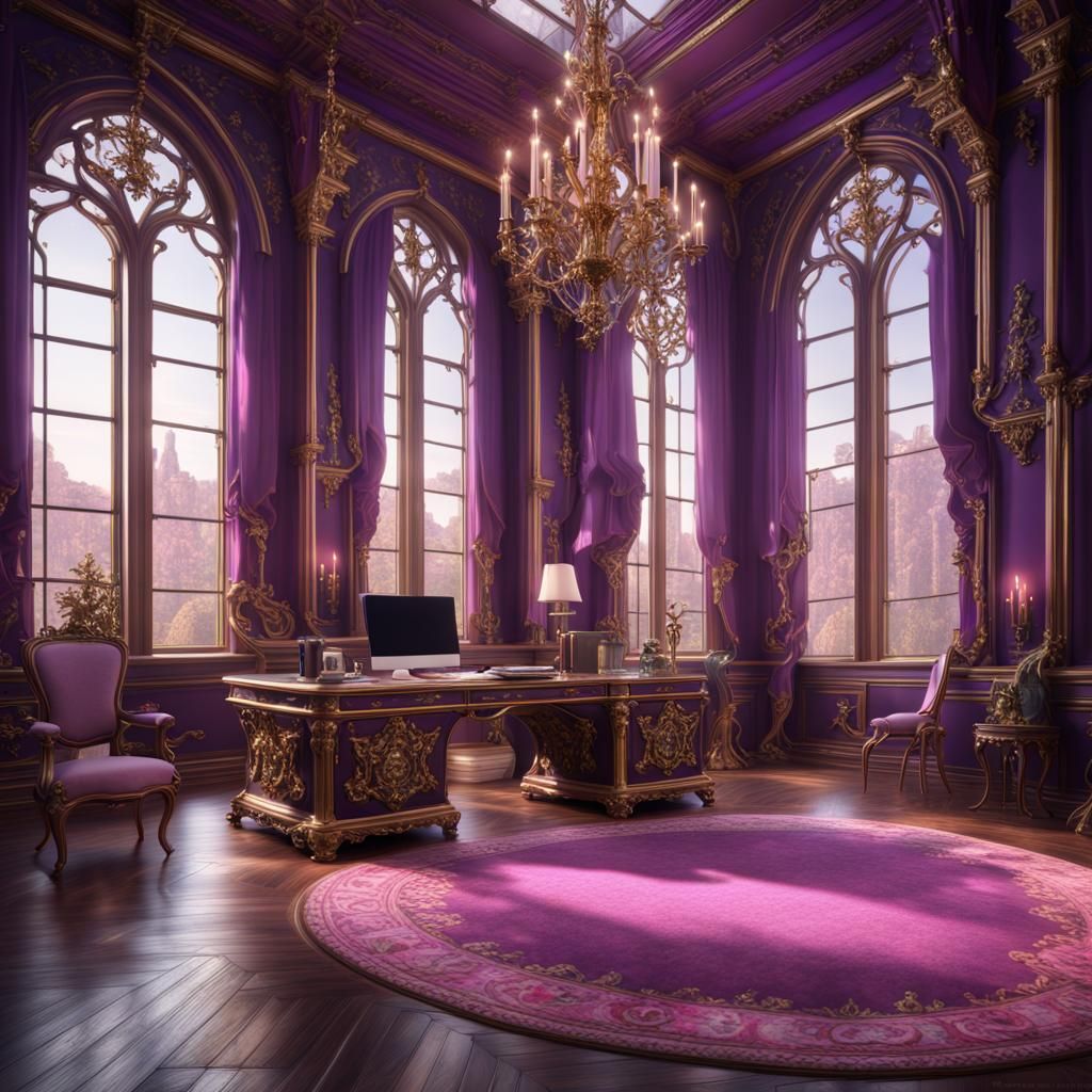 Rococo Gothic Royal Office with Gold Accents