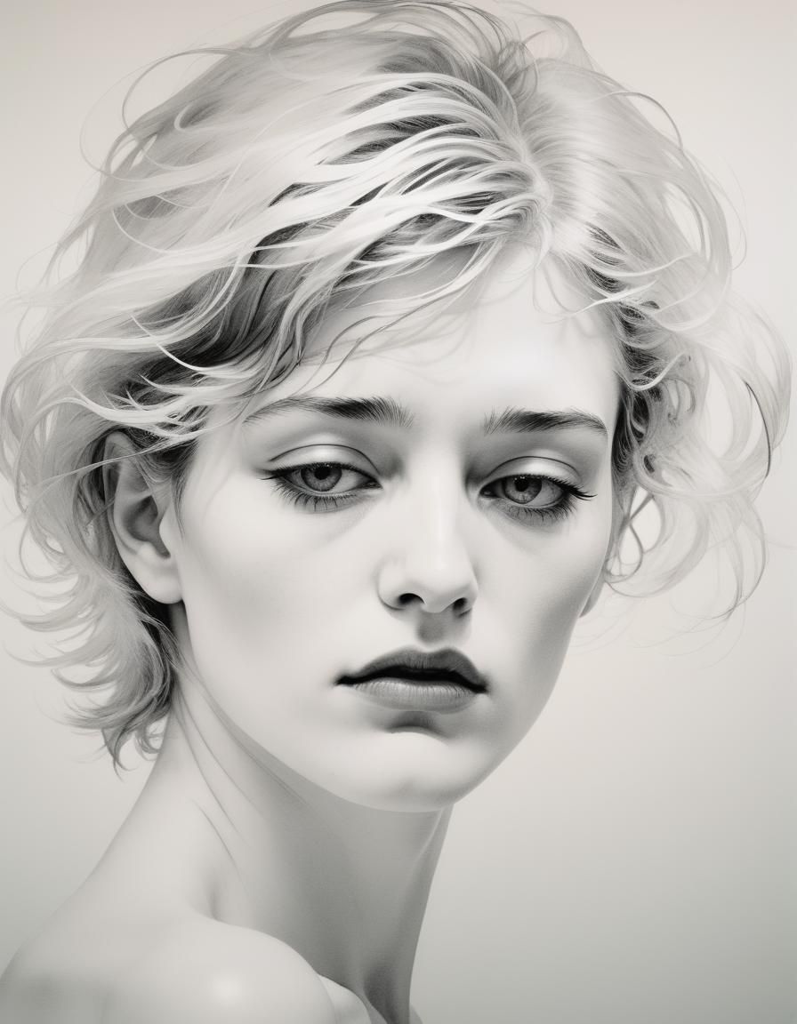 Androgynous Face in Minimalist Ink Line Art