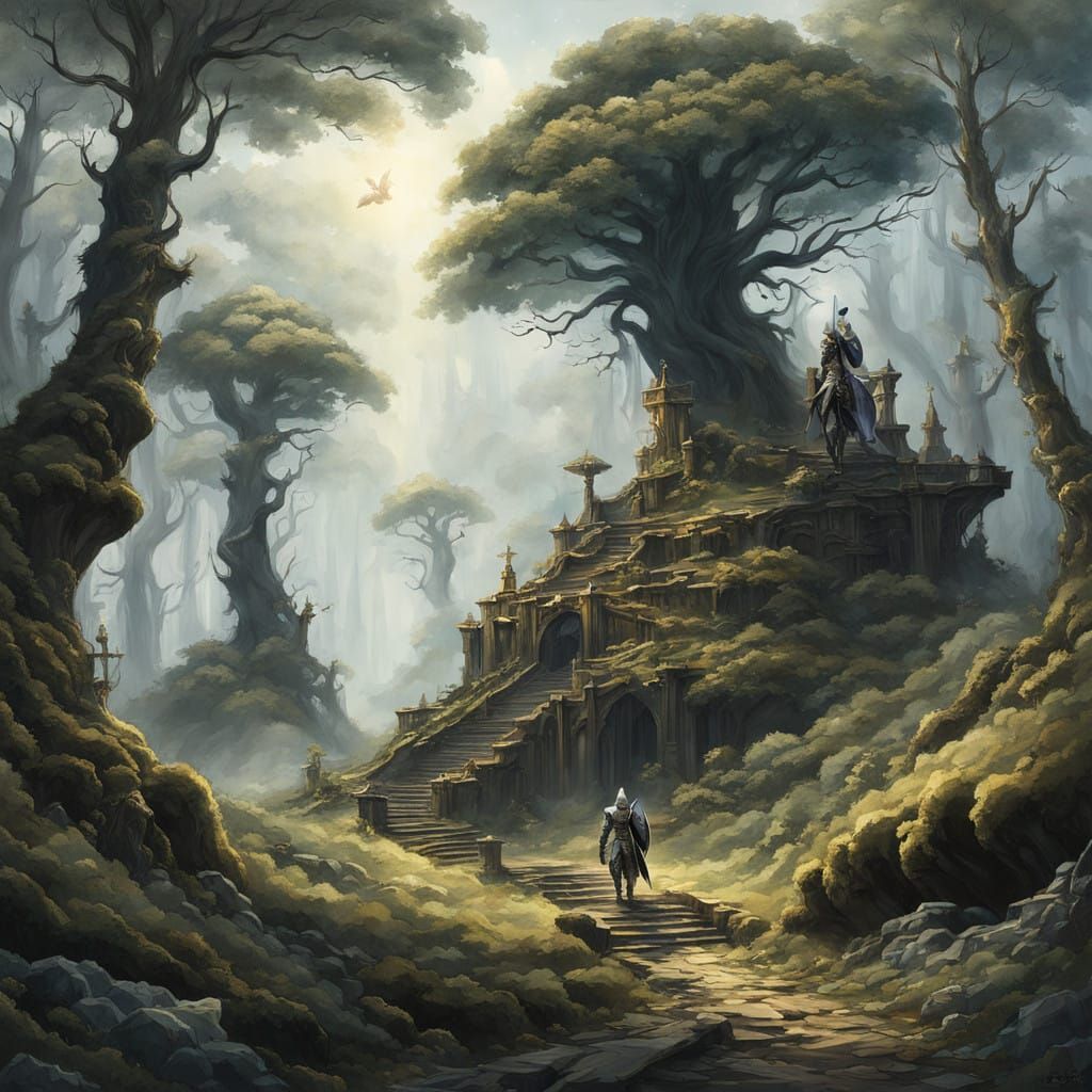 Regal Knight in Epic Fantasy Battle