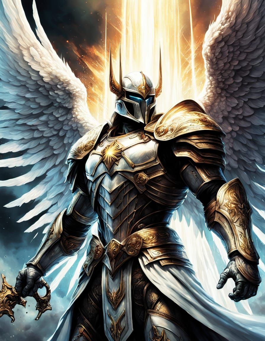 Ethereal Archangel of Justice in Vibrant, Hyper-Realistic Co...