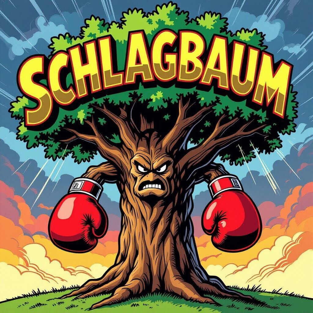 Oak Tree With Boxing Gloves and Schlagbaum Title
