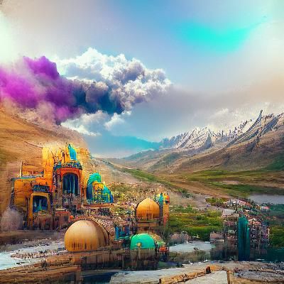 Futuristic Iran: Detailed Matte Painting in Deep Color