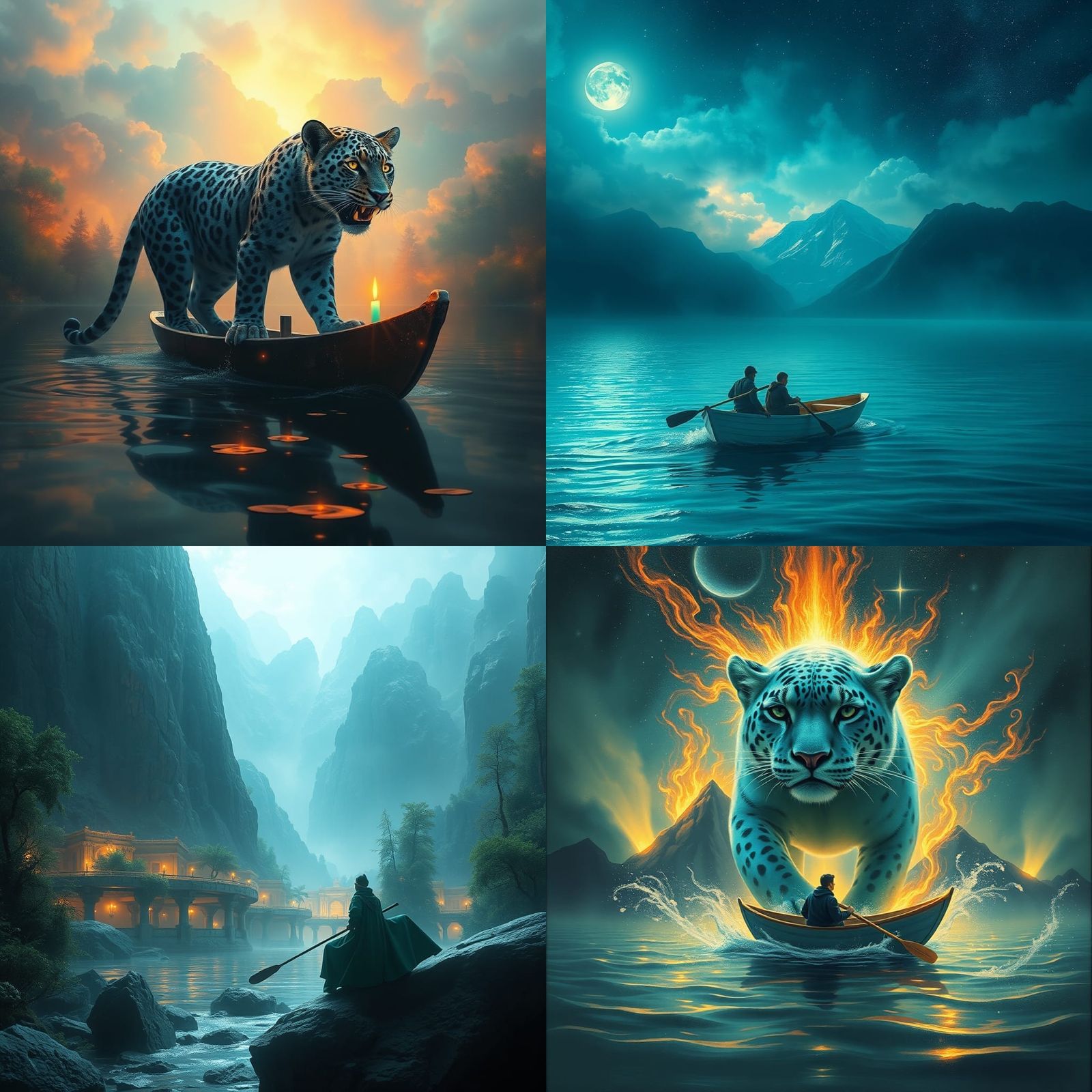 Surreal Sky Panther: A Teal-Infused Dreamscape