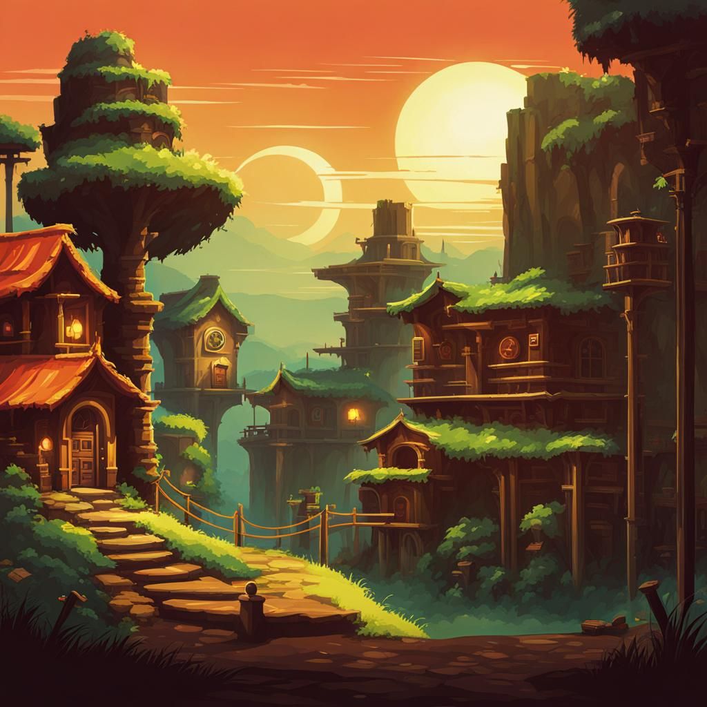 Retro Game Environment Concept Art