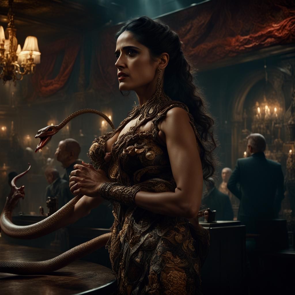 Santanico Pandemonium Dancing with Snake, Digital Painting