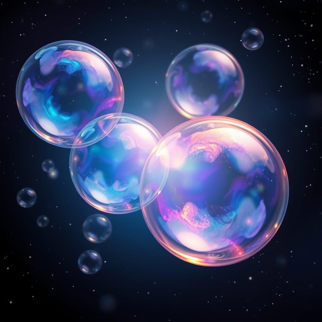 Cosmic Bubbles with Swirling Nebulae in Abstract Style