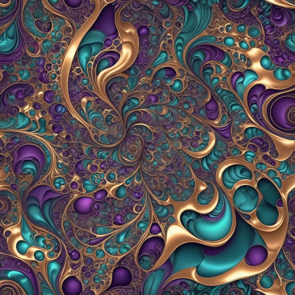 Metallic Liquid Swirls: Abstract Vector Fractal