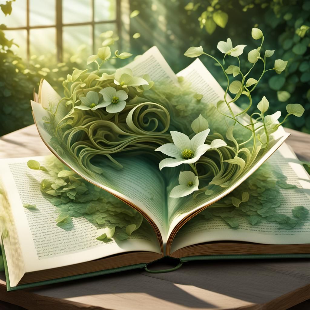 Magical Garden Emerges From Book, Matte Painting