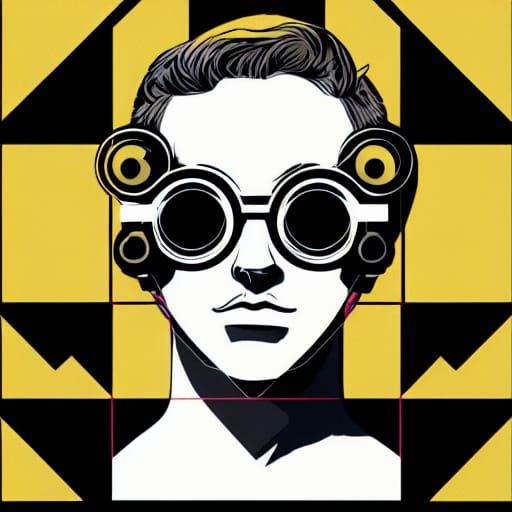 Pop Art Nerd in Geometric Bauhaus Style