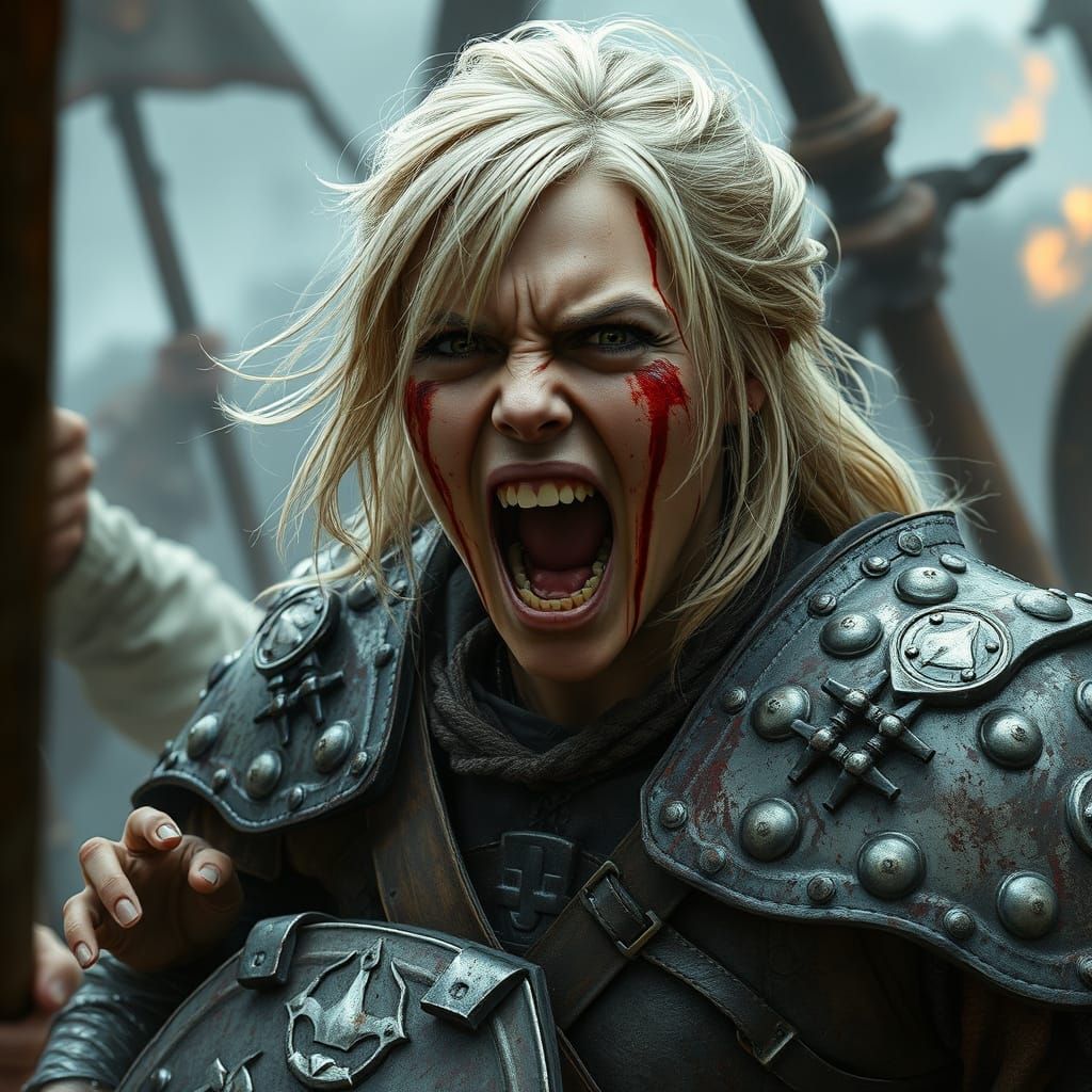 Fierce Hill Dwarf Cleric in Epic Battle