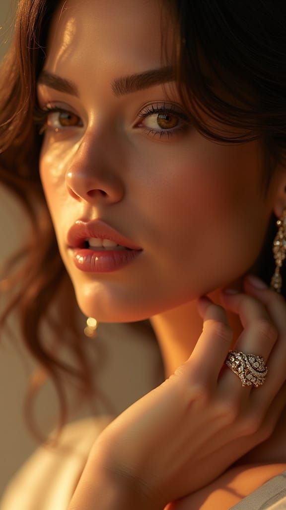 Hyperrealistic Close-Up of Elegant Woman's Face