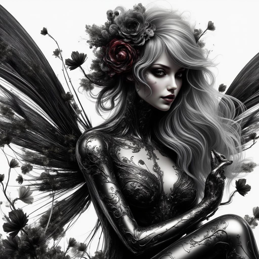 Enchanted Rosy Night Fairy in a Dreamlike Dreamscape