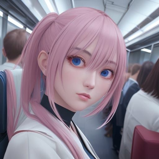 Vibrant Anime Train Interior Scene