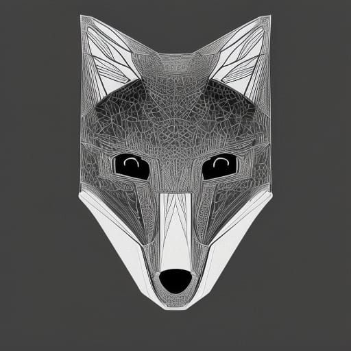 Futuristic Mech Fox Line Drawing in 8K