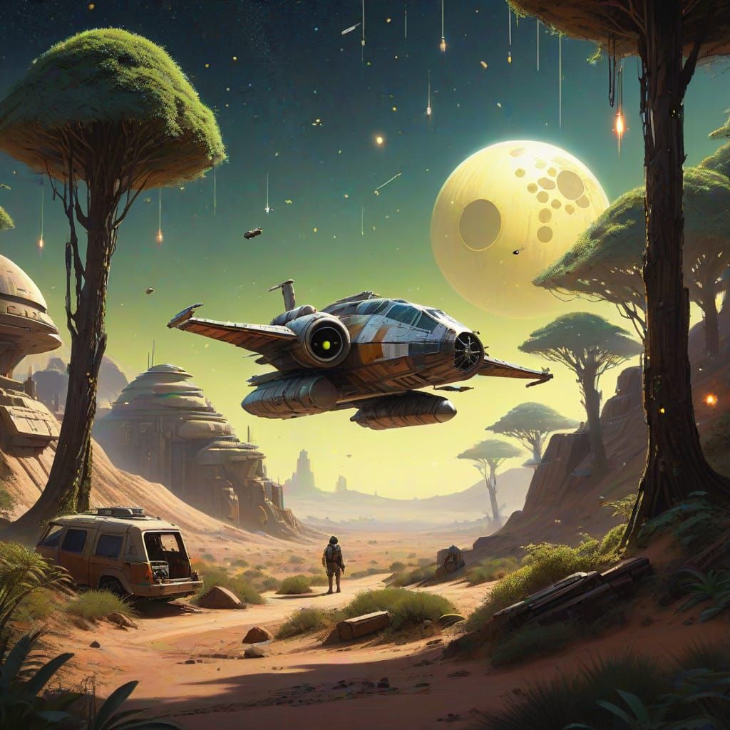 Starfighter on Tatooine: Hyperrealistic Concept Art